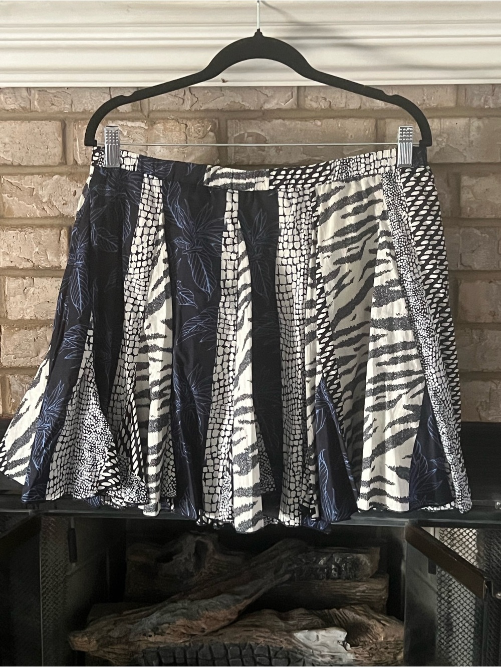 Banana Republic Black, White & Navy Patterned Circle Skirt